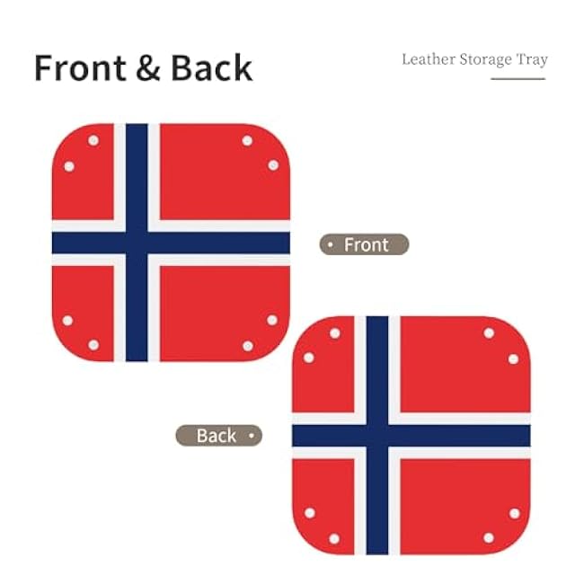 Norwegian Flag Medium Printed Leather Desktop Storage Box - Multi-Functional Personalized Storage Tray