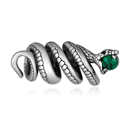 Snake Charm 925 Sterling Silver Serpent Beads Animal Charms for Bracelets Snake Jewelry Gifts for Women