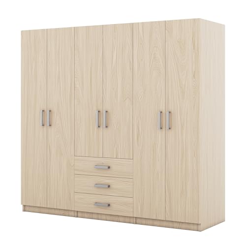 image for Merax 6 Doors Wooden Wardrobe Closet Organizer with Big Drawers, Bedro