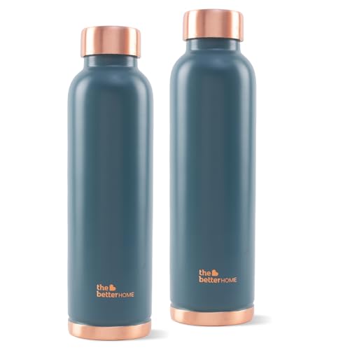 Image of The Better Home Copper Water Bottle 950ml each | 100% Pure Copper Bottle | BPA Free Water Bottle with Anti Oxidant Properties of Copper Pack Of 2