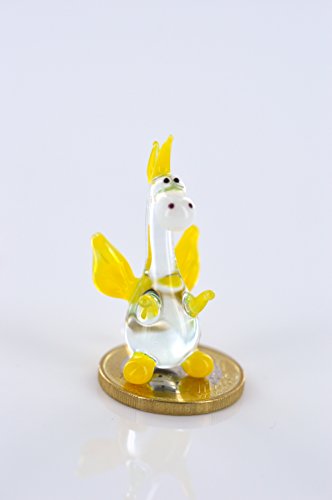 Dragon Clear Yellow Miniature Glass Figure Yellow Dragon Mini 2 Glass Animal Decorative Display Case
