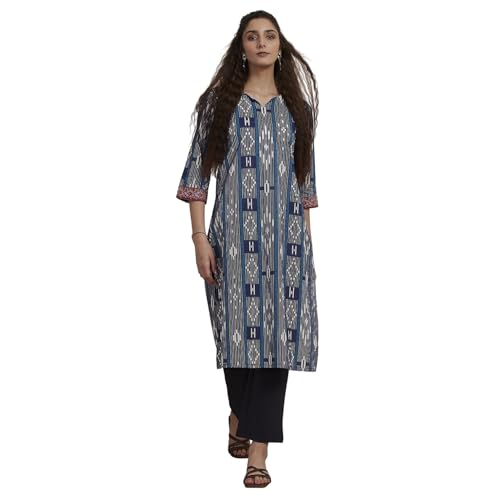Image of BIBA Women Cotton Printed Straight Kurta