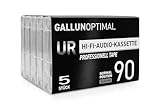GALLUNOPTIMAL UR90 Audiokassetten (UR) 90 Min – Leerkassetten 5er Pack, rauscharm – Kassette mit Hülle & Einleger, transparentes Gehäuse mit Überschreibschutz – für Walkman & Diktiergerät