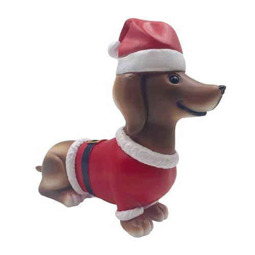 Generisch Figuras de perro - Acogedoras decoraciones navideñas de resina, decoración para celebraciones y para estanterías, baño, mesa, escritorio, oficina, mesita de noche