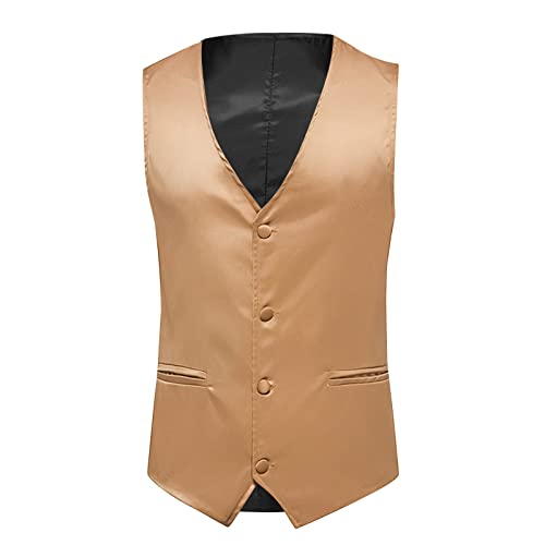 Zeiyignr Men's Suit Vest V Neck Single Breasted Solid Wedding Vests Business Formal Dress Waistcoat Vest for Suit or Tuxedo2