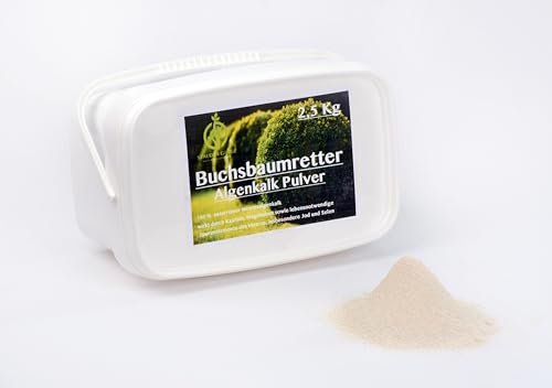 Stauden Gänge Algenkalk Pulver 2,5kg - im Eimer - Aus 100% reinen Meeresalgen - Regeneration des Buchsbaum beim Buchsbaumzünsler & stärkt die Widerstandskraft - Buchsbaumdünger und Spritzmittel