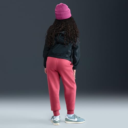 Nike Sportswear Club Fleece Big Kids' (Girls') High-Waisted Fitted Pants (Sweet Beet/Sweet Beet/White)4