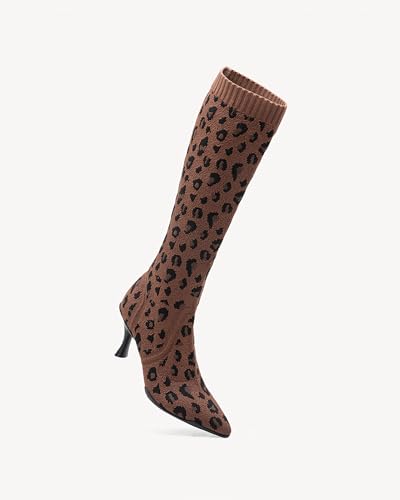 Women's Kitten Low Heel Minimalist Knit Pointed Toe High Boots Cosy Collection2