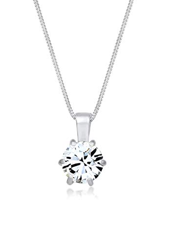 Elli Collar para mujer con diseño de caparazón con cristales en plata de ley 925, 450, Plata esterlina, Cristal