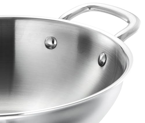 Image of Kanshita's Rasoiware Platinum Series Triply Kadhai - 5L Stainless Steel with Lid, Induction & Gas Stove Ready (31.5 cm)