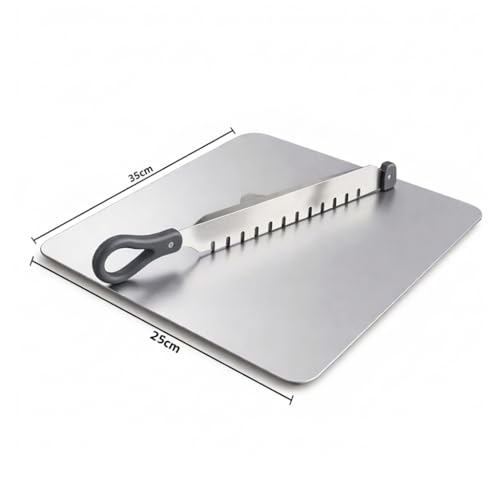 Image of SR 304 Stainless Steel Chopping Board with Knife for Kitchen | 2 in 1 Chopping Board for Cutting Vegetables, Meat | SS Choping Board with Knife Set | Cutting & Choping Board | Kitchen Tools(25x35)