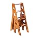 DFJU Sedia Scaletta in Legno Scaletta Pieghevole, Sedia Scale Compatta Antiscivolo Sgabello Pieghevole Sedia per Uso Domestico Sgabello per Cucina Bagno Ufficio, Colore Noce