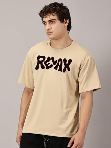 Image of RodZen Men's Cotton Round Neck Printed Oversized Loose Fit T-Shirt