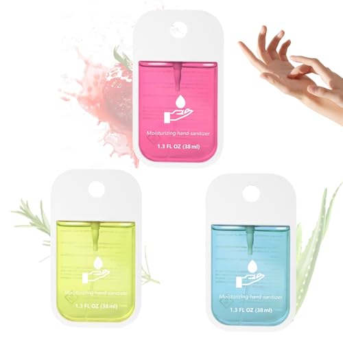 3Pcs Mist Hydrating Hand Sanit-izer Spray for Adults Cleanses Your Hands Power Mist Hydrating Hand Sanit-iser Travel Mini Travel Essentials Aromatic Hand Wash Strawberries+Aloe vera+Vanilla