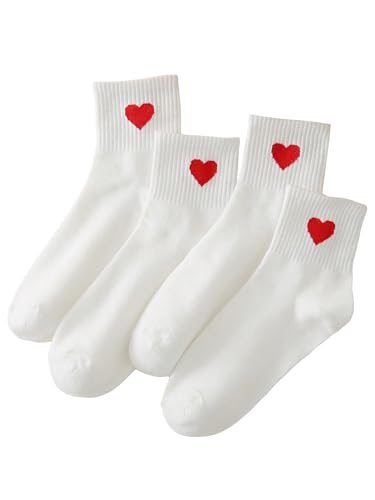Image of Milumia Women's 2 Pairs Cute Heart Print Ankle Socks Comfort Low Cut No Show Lovely Design Socks