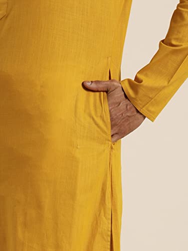 Image of VASTRAMAY Men Cotton Linen Solid Kurta | Cool & Breathable Ethnic Wear with Mandarin Collar for Eid, Holi & Festive Occasions