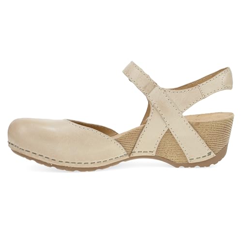 Image of Dansko Tiffani Wedge Sandal for Women - Cushioned, Contoured Footbed for All-Day Comfort and Support - Hook & Loop Strap with Buckle Detail - Lightweight Rubber Outsole