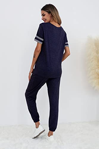 PRETTYGARDEN Women's Two Piece Sets 2025 Summer Spring Jogger Pants Travel Vacation Lounge Outfits Airplane Matching Clothes