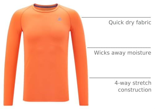Image of DEVOROPA Youth Boys Compression Shirt Long /Short Sleeve Football Baseball Undershirt Quick Dry Kids Sports Baselayer Crewneck