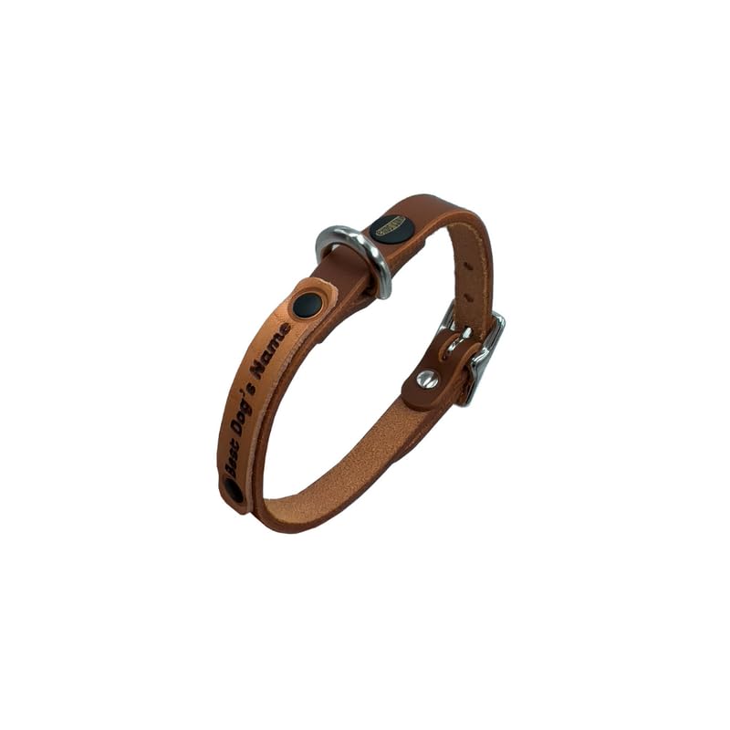 ENDS CUOIO Collare Cane Personalizzabile in Pelle Vero Cuoio, Collare Personalizzabile per Taglia Cane Piccola Media Grande, Lunghezza Regolabile - 100% Made in Italy (XXS, Desert Tan)