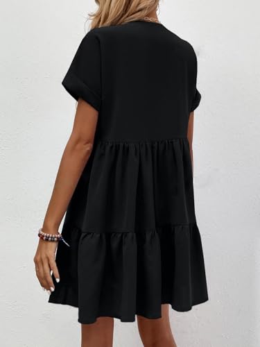 Image of Women's Elegant Floral Dress Coll. (All-Seasons) - Sleeveless /Short /Midi, V-Neck Ruffle, Fashion Casual Party Dresses