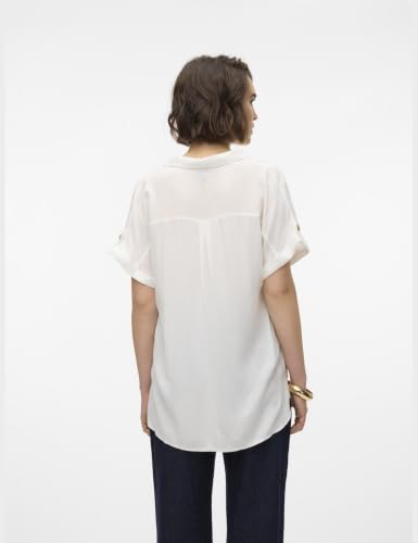 VERO MODA Damen VMBUMPY S/S Shirt WVN GA NOOS Kurzarmbluse, Weiß, L – Ansicht 3