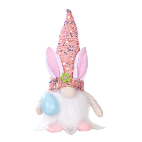BaronHong Easter Gnomes Plush Decor with Easter Egg Easter Bunny Gnome Plush for Kids Easter Day Gift Desktop Home Decor(pink,M)