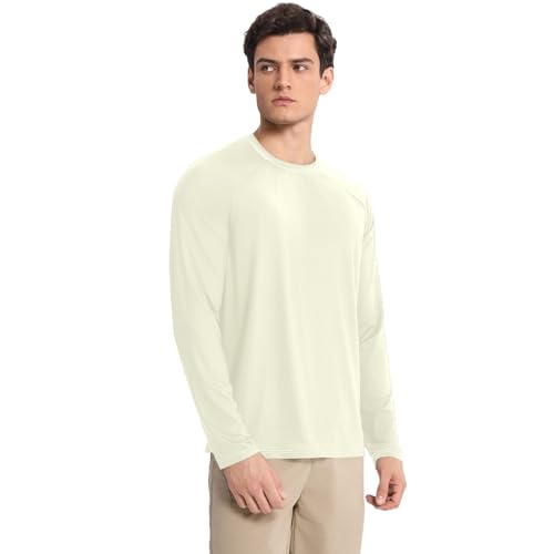 Light Yellow Men's Rash Guard Shirts Lightweight Long Sleeve UV Protection Long Sleeve Summer3