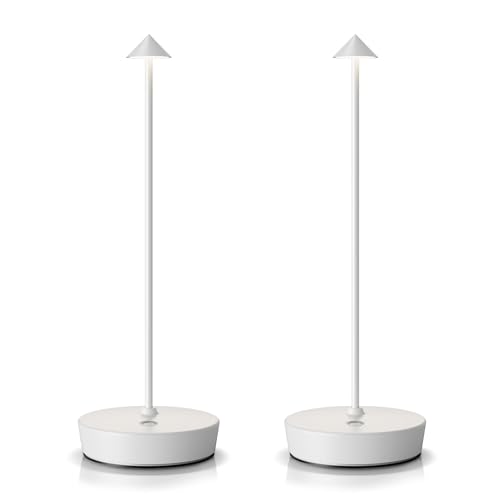 SAKRINGT 2 Pack Cordless Table Lamps Rechargeable, 6000mAh Battery Operated Waterproof Stepless Dimming Modern Portable LED Table Light for Restaurant Dining Patio Outdoor