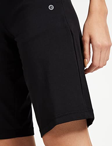 Image of Enamor E044 Mid-Rise Stretch Cotton City Shorts for Women with Zipper Pockets(E044 JET BLACK M)