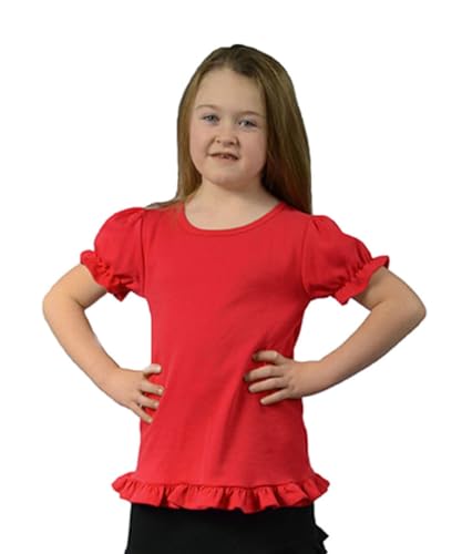 Image of Monag Kids Toddler Girls Short Sleeve Ruffle Tshirt, Blank Girls Ruffle Top, Solid Ruffle Shirts