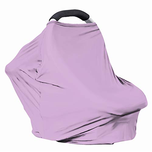 Image of Solid Color Car Seat Nursing Breastfeeding Cover, Multi Use Cover Cozy Carseat Canopy Cover, Infant Babies Stroller Cover,Ultra Soft Stretchy Nurse Gifts Pale Pink Breastfeeding Cover