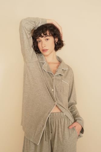 Image of Pajamas for Women Long Sleeve Pajama Set 2 Pieces Lounge Sets Sleepwear Pjs Ladies Sleepwear Button Down Nightwear