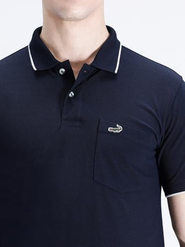 Image of CROCODILE Men Solid Polo T-Shirt | 100% Cotton | Short Sleeve | Slim Fit | Button Placket White