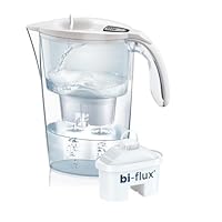 LAICA Stream Line Caraffa Filtrante - 2,3L - Bianca - Timer Digitale - 1 Filtri bi-flux Incluso, Preserva i Sali Minerali Utili all'Organismo e Riduce Cloro e Metalli Pesanti - Made in Italy