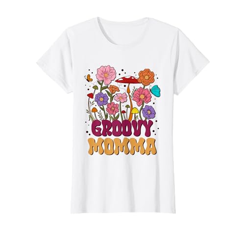 Retro Groovy Momma Mother's Day Hippie Flowers Mom Grandma T-Shirt