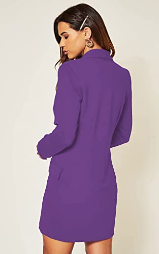 Image of UNIQUE 21 Women Luxe Stain Breasted Asymmetric Blazer Dress - Ladies Elegant Casual Work Office Events Blazer Dresses