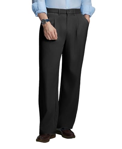 Susclude Mens Baggy Dress Pants Old Money Casual Pleated Wide Leg Slacks Relaxed Fit Fashion Vintage Work Office Trousers