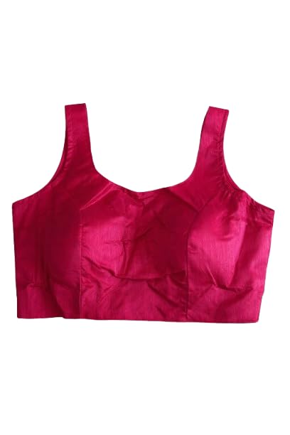 Women Rani Pink Round Neck Sleeveless Stitched Blouse-image-38