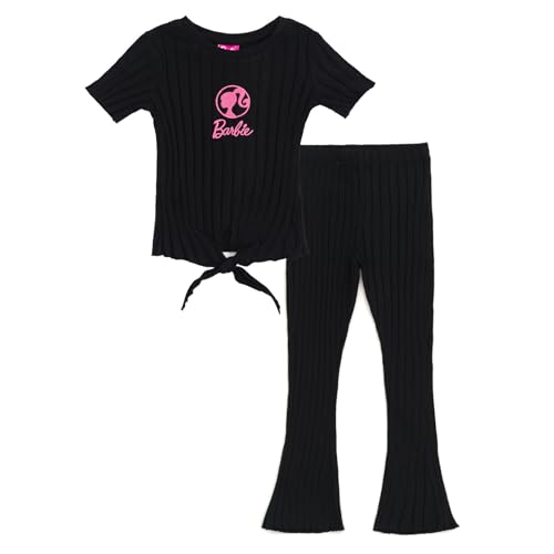 Barbie Little Girls T-Shirt and Flare Pants Outfit Set Barbie/Black 7-8
