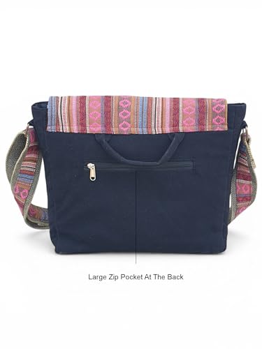 Image of The House of tara Handloom Fabric Messenger Bags for Women | Cotton Canvas Laptop Sling Bag Upto 15.6 Inches | Stylish Crossbody Sling Bag Comes with Flap Closure.