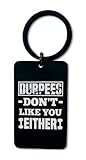 lauthings burpees don't like you either keychain, burpees don't like you either dog tag, portachiavi nero, nero lucido., taglia unica