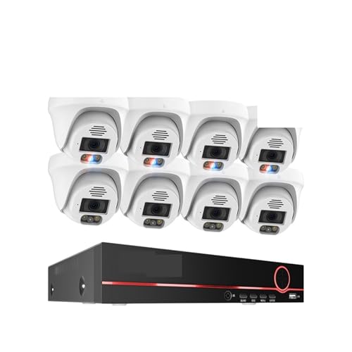 Equipo de videovigilancia de cámaras de Seguridad PoE H.265, 8 Canales, 4K, 5MP, Domo de detección de 8MP, Kit de videovigilancia Nocturna en Color bidireccional for Interiores (Size : 4T, Color : 8
