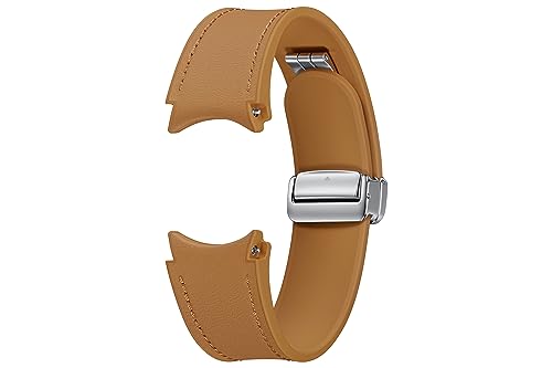 Image of SAMSUNG Galaxy Watch 6, 5, 4 Series Hybrid Eco Leather Band, Wide, Magnetic D-Buckle Closure for Men, Women, Smartwatch Replacement Strap, One Click Attachment, Medium /Large, ET-SHR94LDEGUJ, Camel