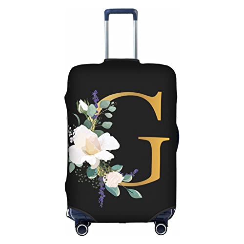 Ufuson Flower Lette G - Funda elástica para equipaje, elástica, lavable, antiarañazos, para niños y adultos, talla L (maleta de 25 a 28 pulgadas), color negro