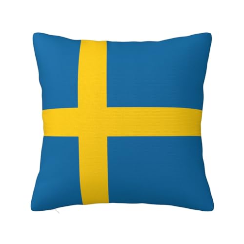 WZYWHJ Dekorative Dekokissenbezüge, schwedische Flagge, doppelseitiges Design, quadratisch, für Zuhause, Bett, Sofa, Wohnzimmer, Bauernhaus, Outdoor, 61 x 61 cm