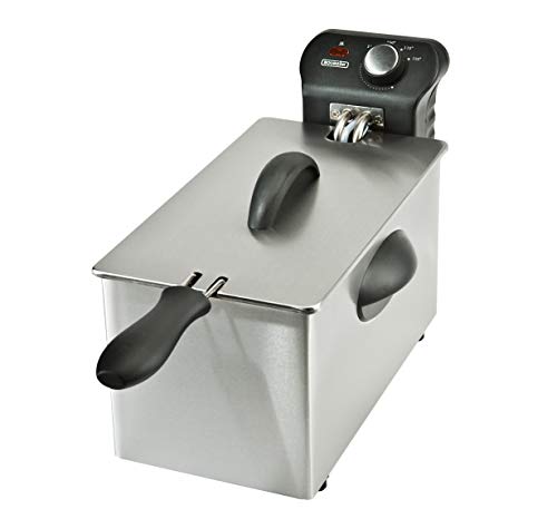 Bourgini Classic Fritteuse 3.0 Liter | 2180 Watt | Geeignet für Öl und flüssiges Fett | Enthält 1 Körbe | Edelstahlgehäuse Cover