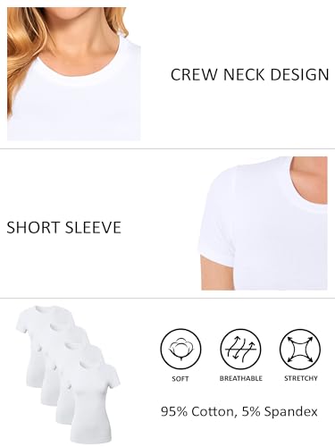 Cotton Crew Neck T Shirts for Women Short Sleeve Tshirt Basic Tees Crewneck Womens Tops Undershirt Multipack2
