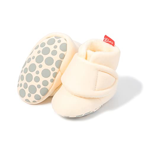 Image of Sawimlgy Newborn Infant Baby Girl Boy Cotton Booties Stay On Sock Slippers Soft Bedroom Shoes Non-Skid Ankle Boots With Grippers Toddler Crib Warm Shoe First Walker Birthday Shower
