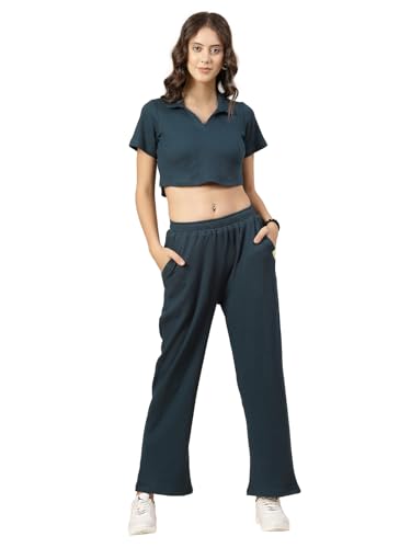 Image of Rigo Cotton Co-ord Set for Women | Round Neck, Slim Fit Tracksuit Co-ords Set for Women | Stylish Dresses for Women | Casual Wear, Beach Wear, Vacation Wear Outfit for Women